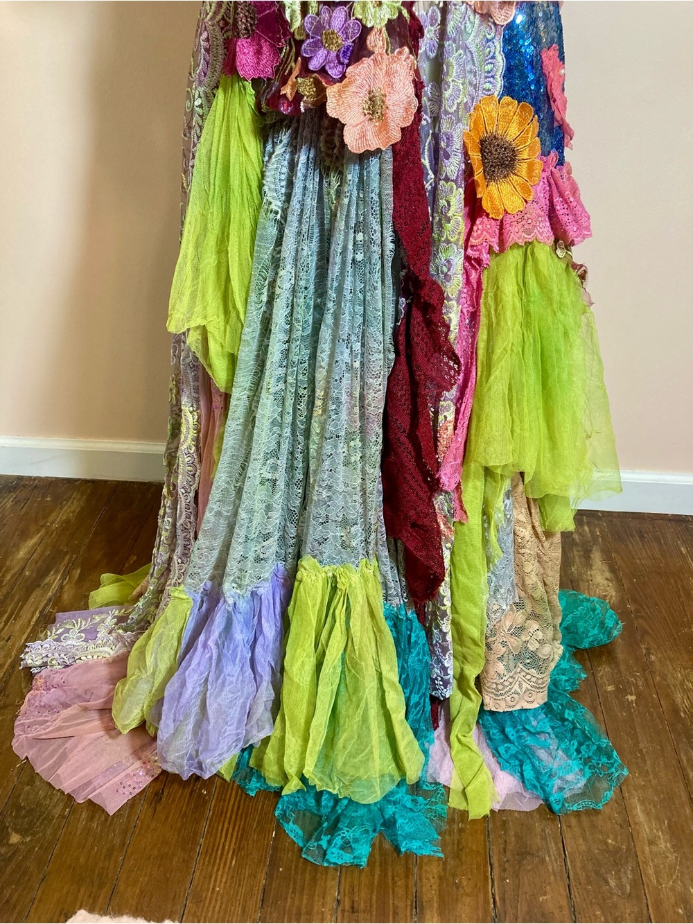 Bohemian Floral Patchwork Maxi Dress in Pastel Multi - Picture 4 of 6